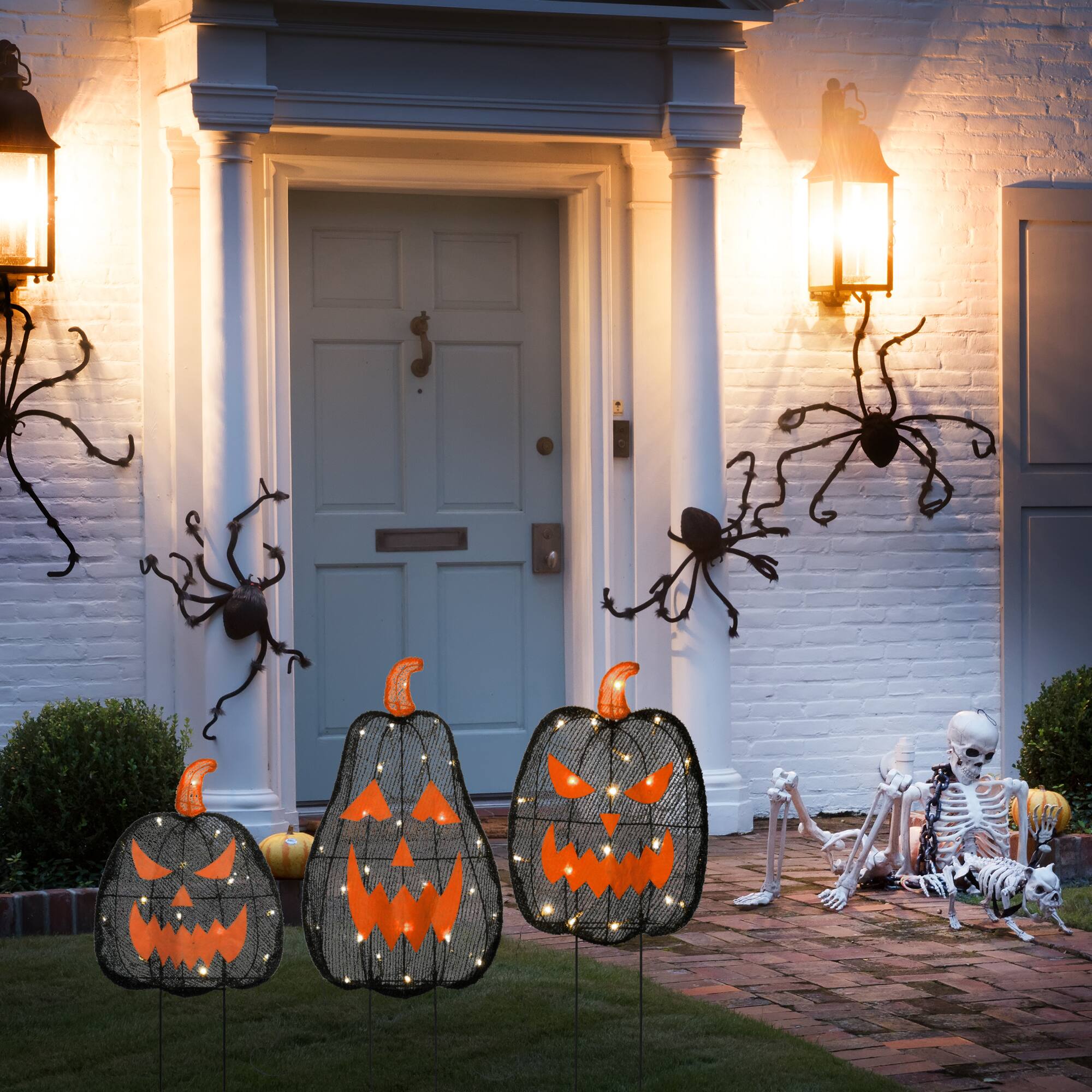 35" Black LED Jack-O-Lantern Halloween Garden Stakes